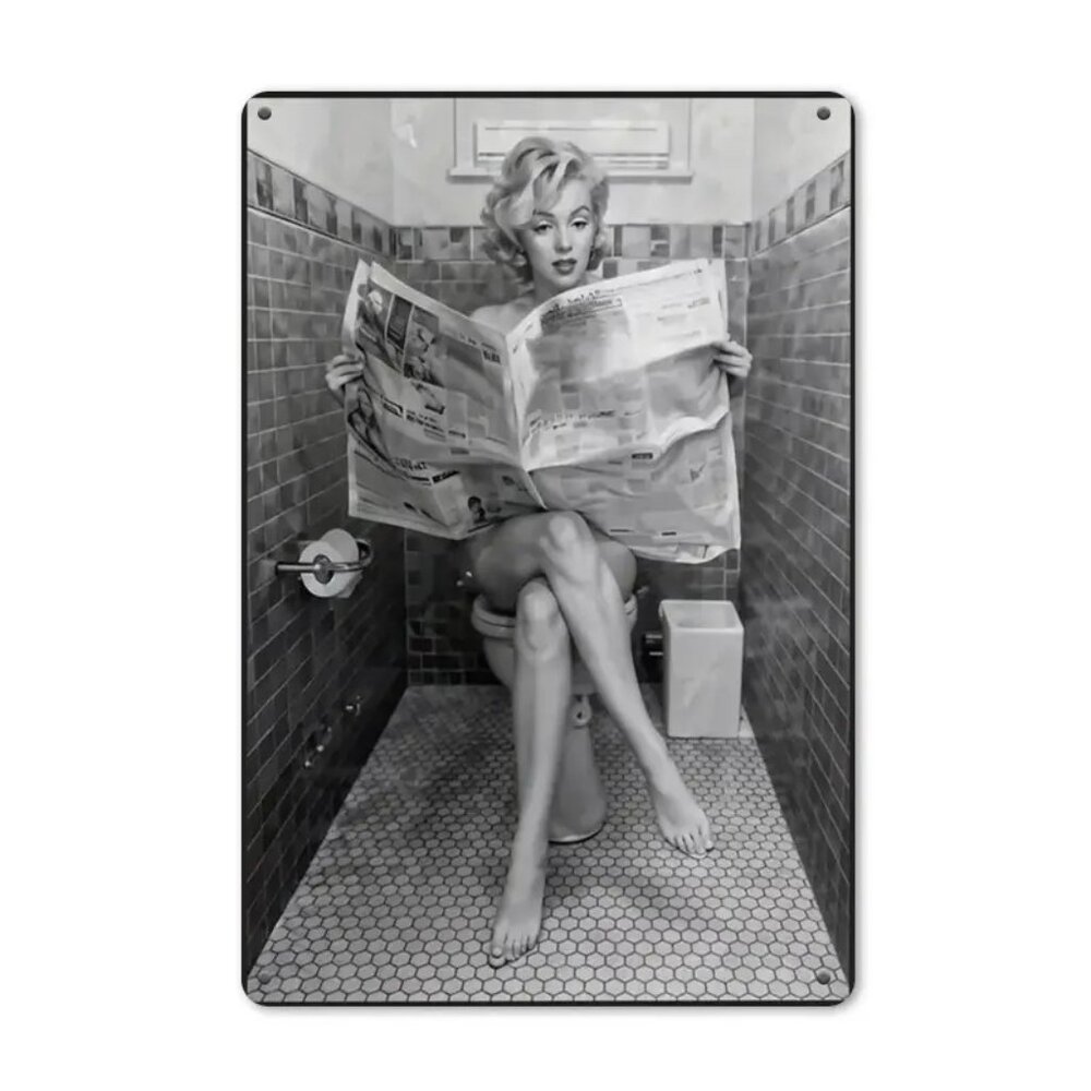 Marilyn Monroe Sexy Retro Bathroom Metal Sign 8x12" Black White Pinup Wall Art - Picture 2 of 4